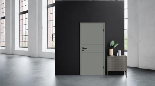 HQ Designtür in titangrau mit Rillen