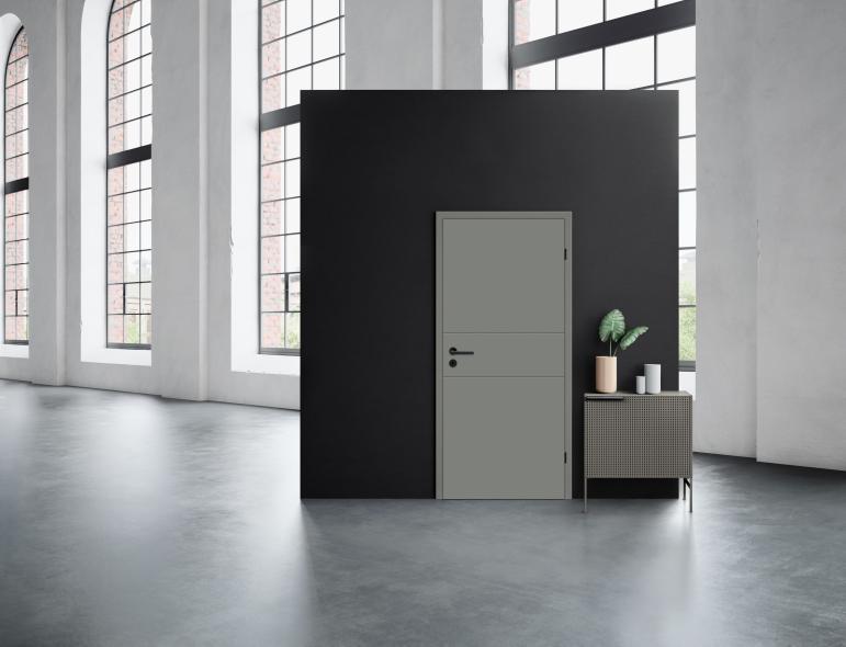 HQ Designtür in titangrau mit Rillen