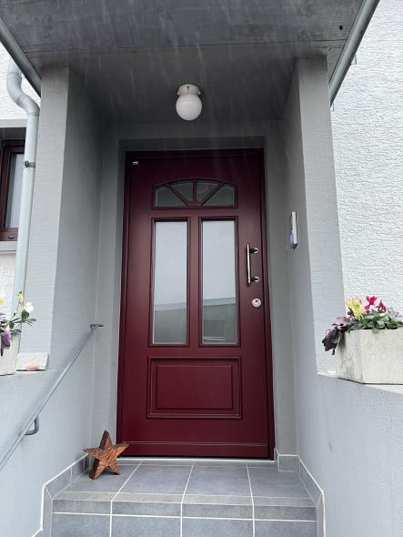 Holzhaustür Stiltür, rot mit Sprossen, Hochheim