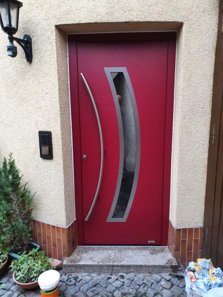 Aluminium Haustür in rot, Mainz
